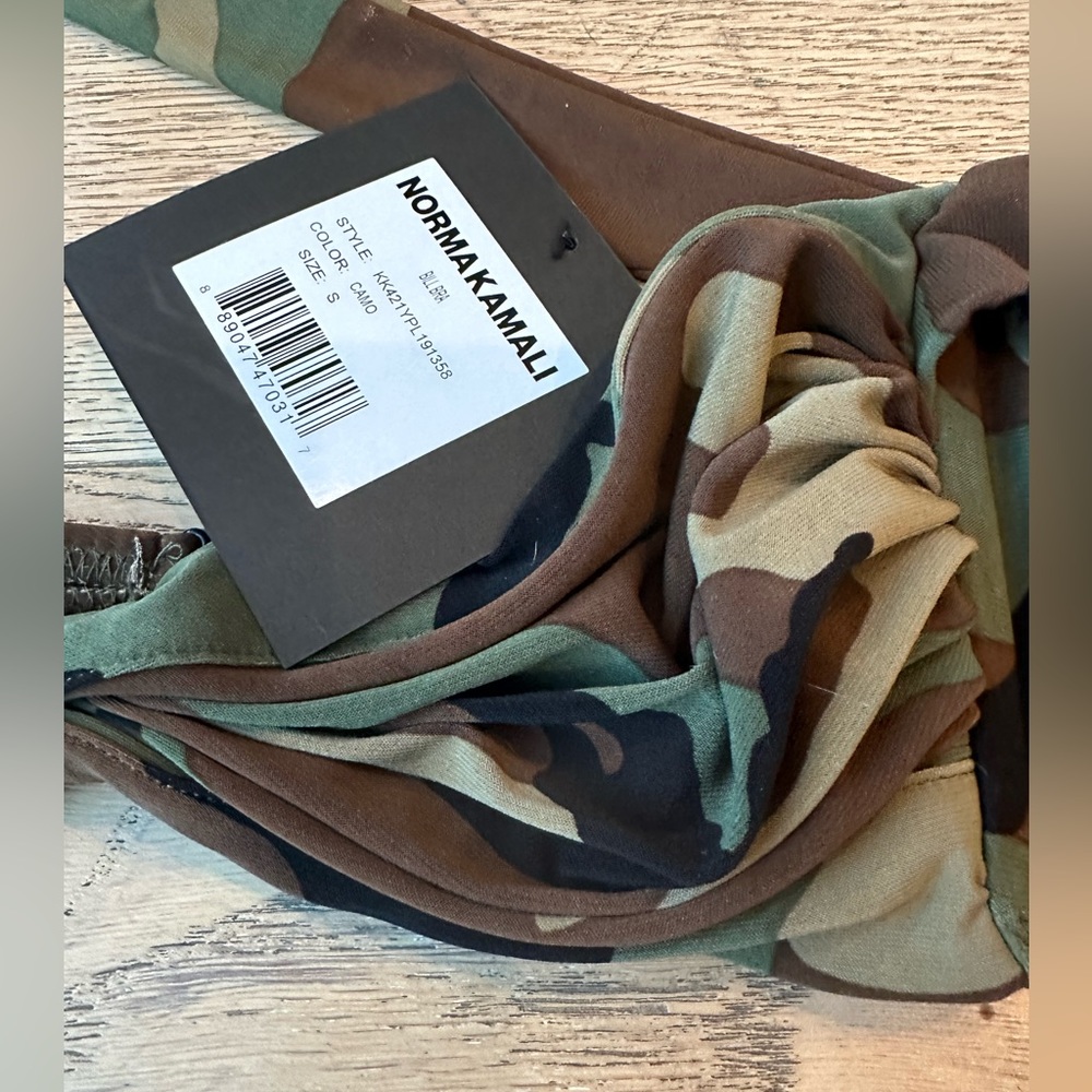 NWT Norma Kamali Camo print Bill Bra bikini top- S - Picture 7 of 8